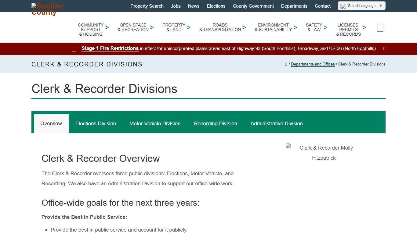 Clerk & Recorder Divisions - Boulder County